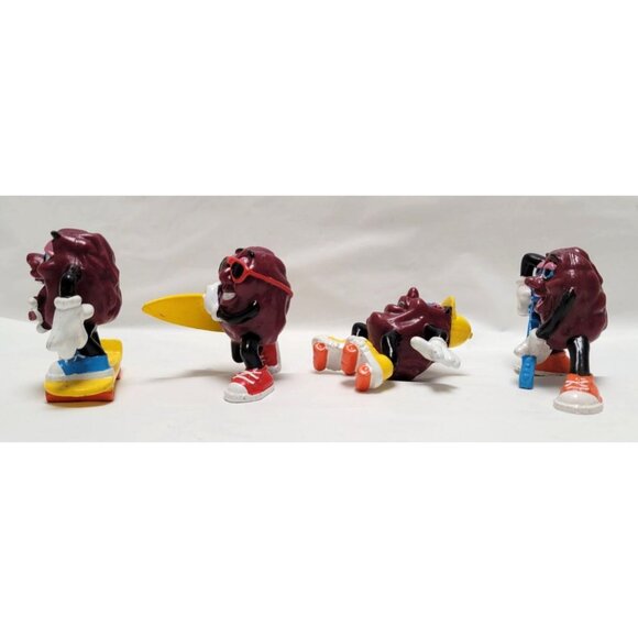 Lot of 4 Vintage California Raisins PVC Figures Skateboard Surf Guitar Skate - Picture 2 of 6